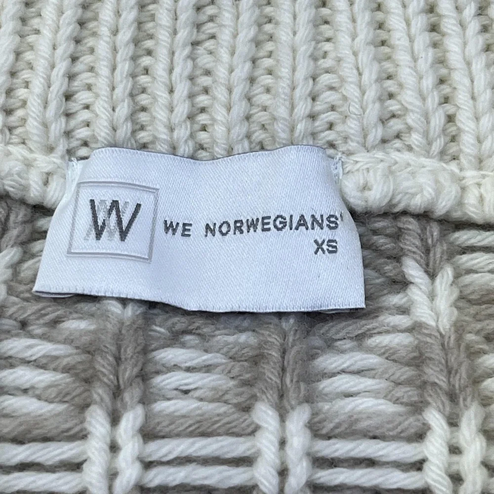 We Norwegians Sweater Womens XS White Merino Wool Cashmere 1/4 Zip Fair Isle Ski